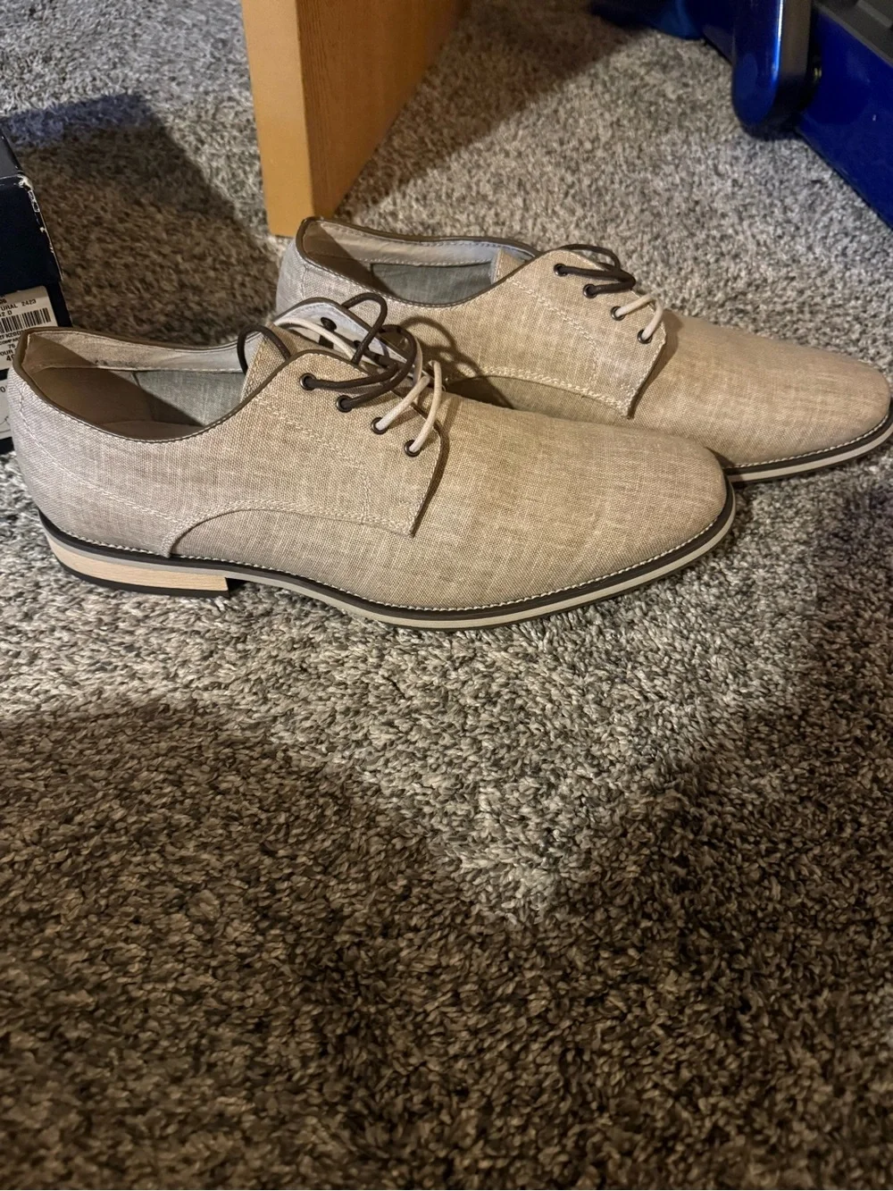 Giorgio Brutini Beige Linen Derby Shoes with Dark Brown Laces